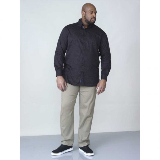 D555 Jahine Long Sleeve Printed Shirt Black - Srajce - Moške srajce za Močnejše Postave