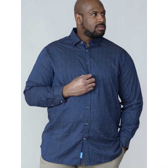D555 Lavar Long Sleeve Diamond Printed Shirt - Srajce - Moške srajce za Močnejše Postave