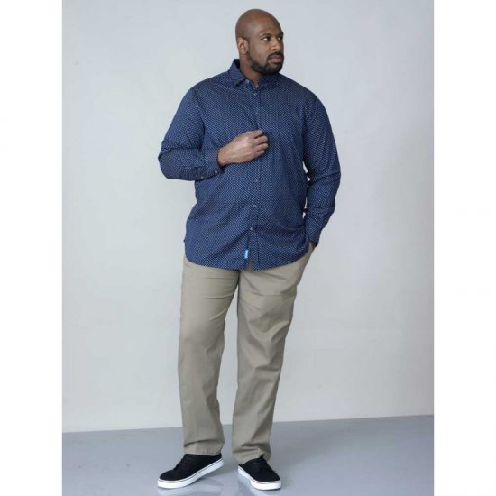 D555 Lavar Long Sleeve Diamond Printed Shirt - Srajce - Moške srajce za Močnejše Postave