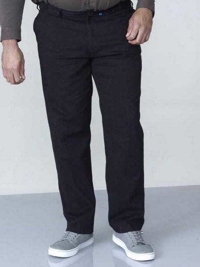 D555 Bruno Stretch Chino pants with Extenda Waist Black - Kavbojke & hlače - Moške Kavbojke in Hlače za Močnejše Postave