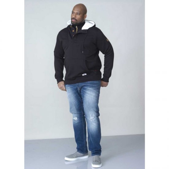 D555 Lorenzo Half zip Hoodie Black - Puloverji & jopice - Moški Puloverji & Jopice za Močnejše Postave