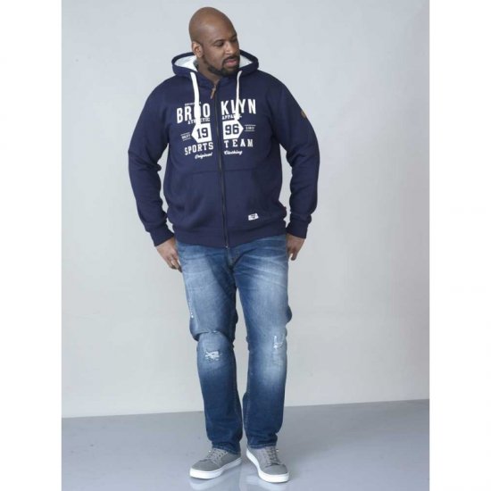D555 Thurston Full Zip Hoodie Navy - Puloverji & jopice - Moški Puloverji & Jopice za Močnejše Postave