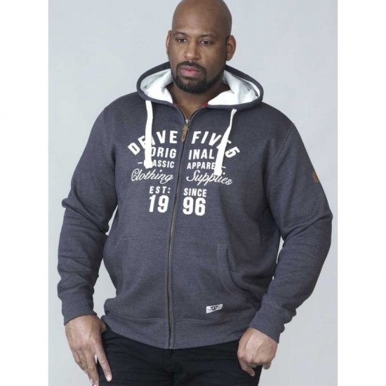 D555 Vadal Full Zip Hoodie Charcoal - Puloverji & jopice - Moški Puloverji & Jopice za Močnejše Postave