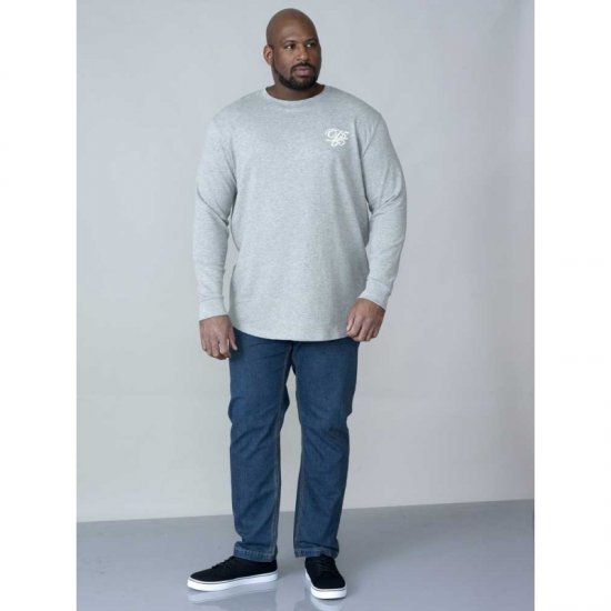 D555 Plato Long Sleeve T-shirt Grey - Kratke Majice - Moške kratke majice za močnejše postave