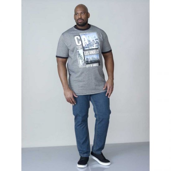 D555 Howie Fine Stripe T-shirt Grey - Kratke Majice - Moške kratke majice za močnejše postave