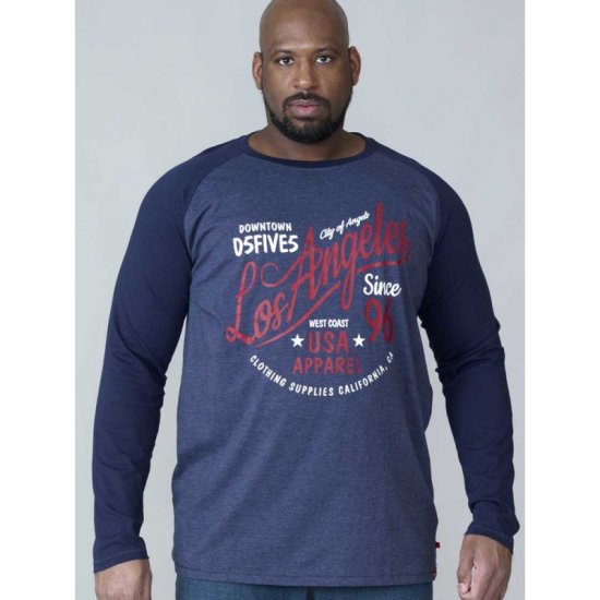 D555 Neill Long Sleeve T-shirt Navy - Kratke Majice - Moške kratke majice za močnejše postave