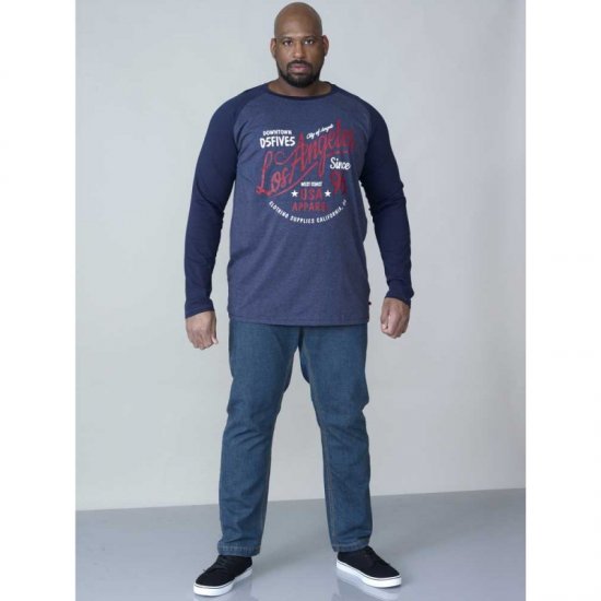 D555 Neill Long Sleeve T-shirt Navy - Kratke Majice - Moške kratke majice za močnejše postave