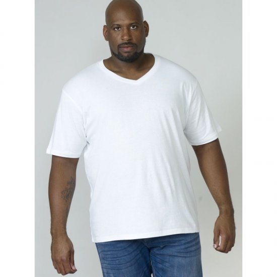 D555 Signature V-neck T-shirt White - Kratke Majice - Moške kratke majice za močnejše postave