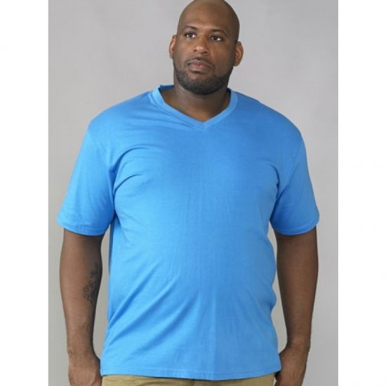 D555 Signature V-neck T-shirt Blue - Kratke Majice - Moške kratke majice za močnejše postave