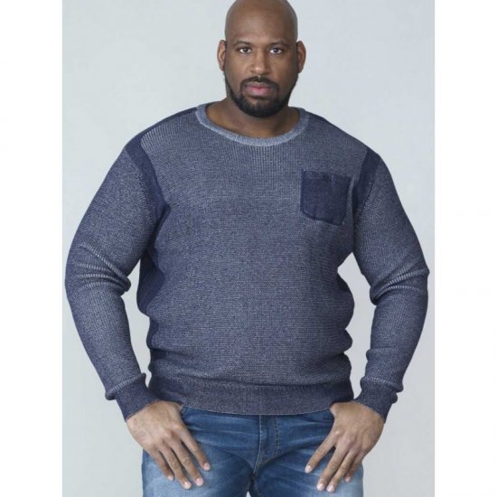 D555 Bryson Crewneck Sweater with Pocket Navy - Puloverji & jopice - Moški Puloverji & Jopice za Močnejše Postave