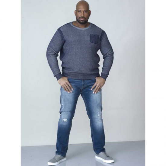D555 Bryson Crewneck Sweater with Pocket Navy - Puloverji & jopice - Moški Puloverji & Jopice za Močnejše Postave