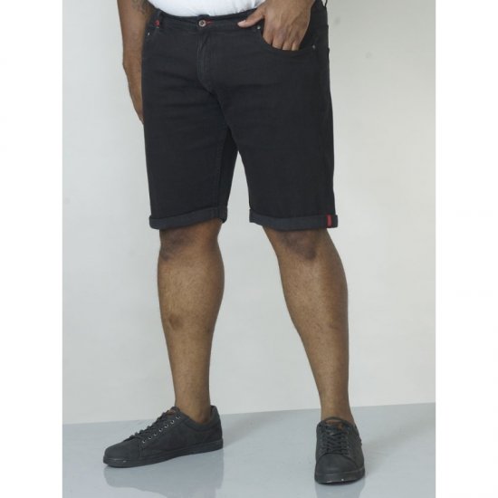 D555 Jude Stretch Denim Shorts Black - Kratke hlače - Moške Kratke Hlače za Močnejše Postave