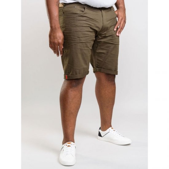 D555 Gilbert Stretch Shorts Khaki - Kratke hlače - Moške Kratke Hlače za Močnejše Postave