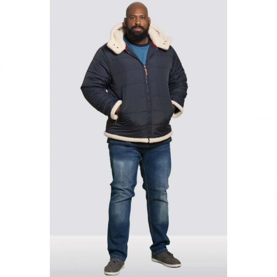 D555 Hudson Hooded Puffer Jacket Navy - Jakne - Moške bunde za Močnejše Postave