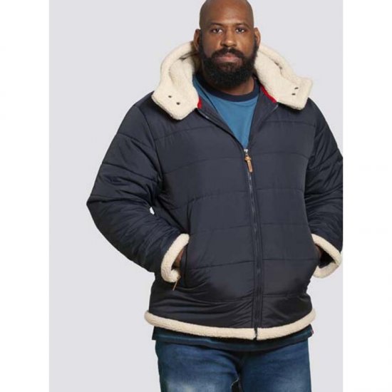 D555 Hudson Hooded Puffer Jacket Navy - Jakne - Moške bunde za Močnejše Postave