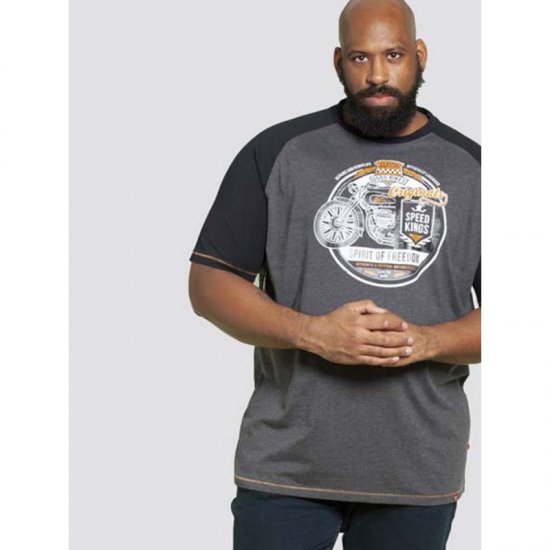 D555 Dallas T-shirt Charcoal - Kratke Majice - Moške kratke majice za močnejše postave