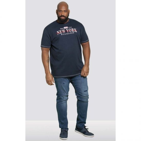 D555 Thornton Embroidery T-shirt Navy - Kratke Majice - Moške kratke majice za močnejše postave