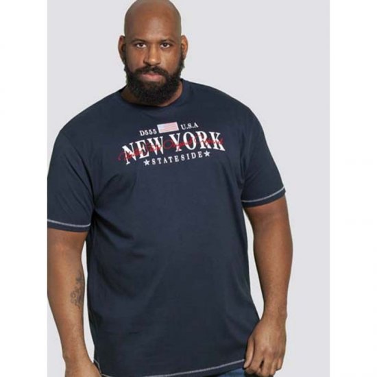 D555 Thornton Embroidery T-shirt Navy - Kratke Majice - Moške kratke majice za močnejše postave