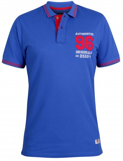 D555 Bartley Pique Polo Shirt Blue - Polo majice - Moške Polo Majice za Močnejše Postave