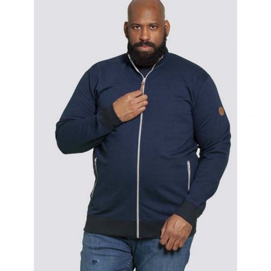 D555 Buxton Full Zip Sweatshirt Navy - Puloverji & jopice - Moški Puloverji & Jopice za Močnejše Postave