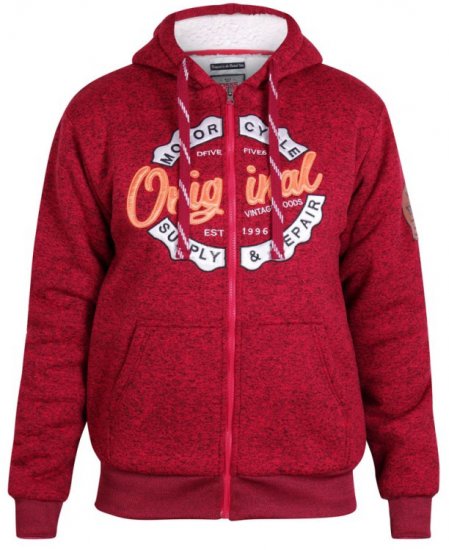 D555 Rylan Hoodie Red - Puloverji & jopice - Moški Puloverji & Jopice za Močnejše Postave