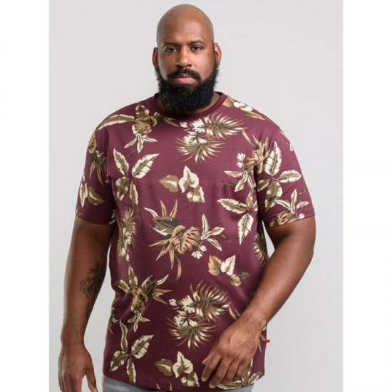 D555 Baxter T-shirt Wine-red - Kratke Majice - Moške kratke majice za močnejše postave