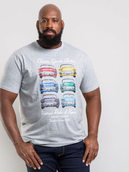 D555 Jenson T-shirt Grey - Kratke Majice - Moške kratke majice za močnejše postave