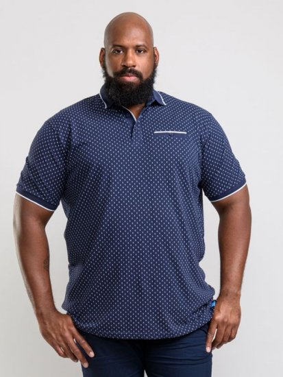 D555 Rogers Printed Polo Navy - Polo majice - Moške Polo Majice za Močnejše Postave