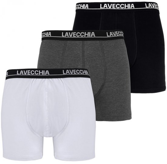 Lavecchia 1020 Boxershorts 3-pack Black/Charcoal/White - Spodnje perilo & kopalne hlače - Moško Spodnje Perilo za močnejše postave