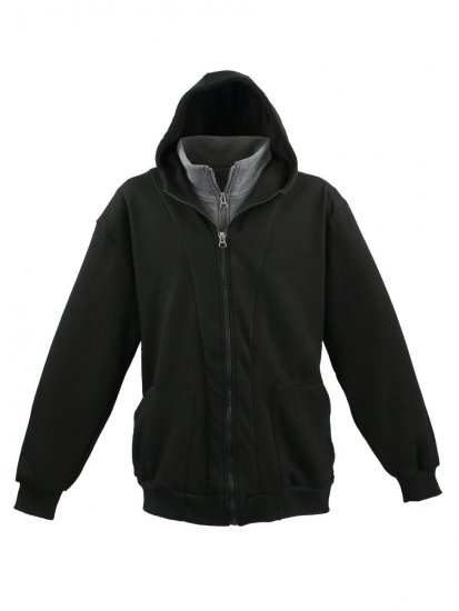 Lavecchia 109 Two-in-one Zipper Hoodie Black/Charcoal - Puloverji & jopice - Moški Puloverji & Jopice za Močnejše Postave