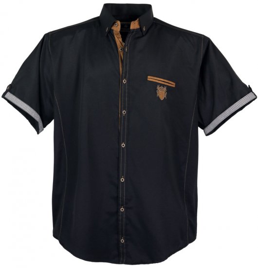 Lavecchia 1128 Short sleeve Shirt Black - Srajce - Moške srajce za Močnejše Postave