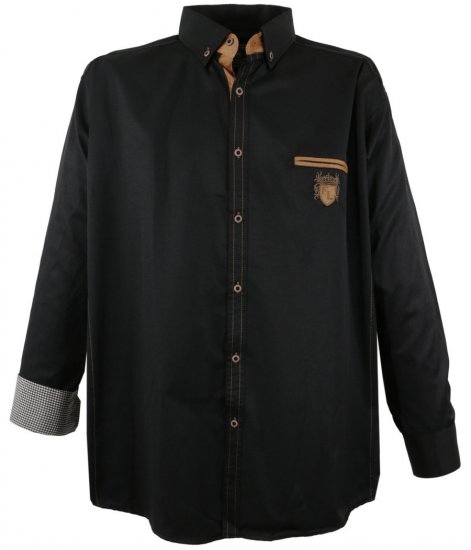 Lavecchia 1980 Long sleeve Shirt Dark Black - Srajce - Moške srajce za Močnejše Postave