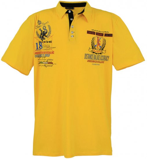 Lavecchia 2038 Printed Jersey Poloshirt Yellow - Polo majice - Moške Polo Majice za Močnejše Postave