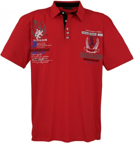 Lavecchia 2038 Printed Jersey Poloshirt Red - Polo majice - Moške Polo Majice za Močnejše Postave