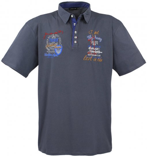 Lavecchia 3101 Printed Jersey Poloshirt Charcoal - Polo majice - Moške Polo Majice za Močnejše Postave