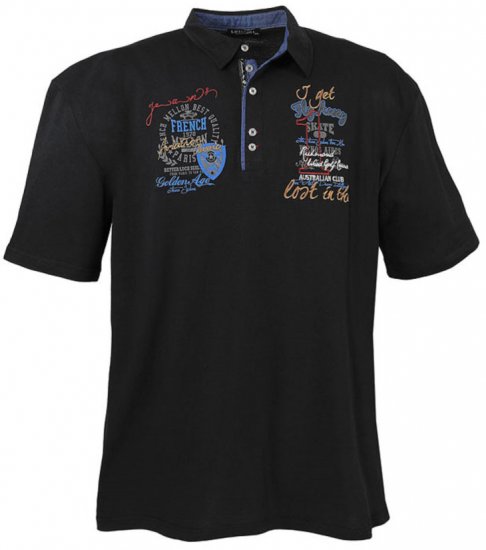 Lavecchia 3101 Printed Jersey Poloshirt Black - Polo majice - Moške Polo Majice za Močnejše Postave