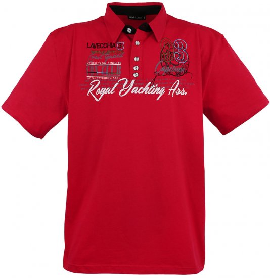 Lavecchia 4688 Printed Jersey Poloshirt Red - Polo majice - Moške Polo Majice za Močnejše Postave