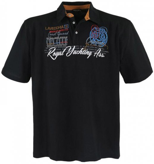 Lavecchia 4688 Printed Jersey Poloshirt Black - Polo majice - Moške Polo Majice za Močnejše Postave