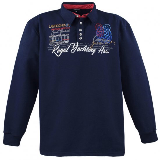 Lavecchia 2024 Printed Sweatshirt with collar Navy - Puloverji & jopice - Moški Puloverji & Jopice za Močnejše Postave