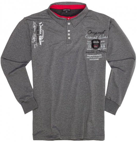 Lavecchia 2025 Printed Sweatshirt with collar Charcoal - Puloverji & jopice - Moški Puloverji & Jopice za Močnejše Postave