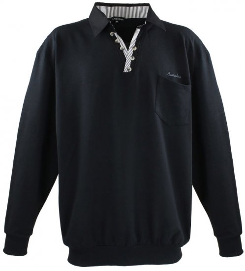 Lavecchia 602 Collar Sweatshirt Black - Puloverji & jopice - Moški Puloverji & Jopice za Močnejše Postave