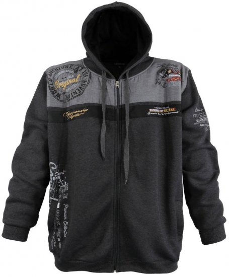 Lavecchia 2022 Printed Zipper Hoodie Charcoal - Puloverji & jopice - Moški Puloverji & Jopice za Močnejše Postave