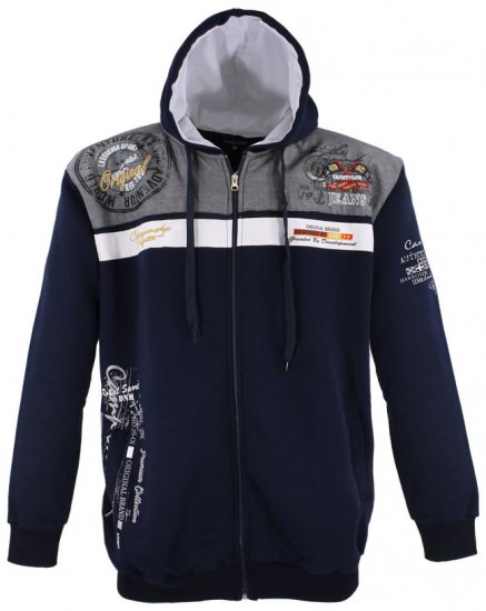 Lavecchia 2022 Printed Zipper Hoodie Navy - Puloverji & jopice - Moški Puloverji & Jopice za Močnejše Postave