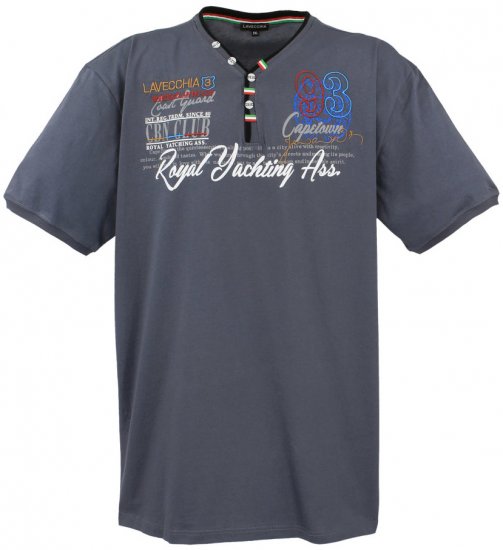 Lavecchia 608 Printed T-shirt Charcoal - Kratke Majice - Moške kratke majice za močnejše postave