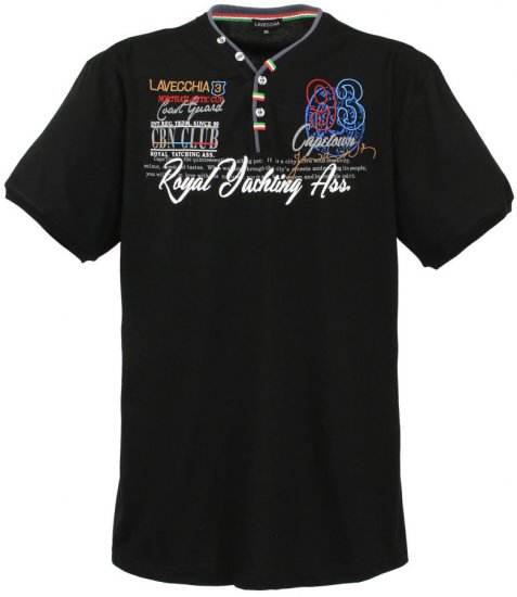 Lavecchia 608 Printed T-shirt Black - Kratke Majice - Moške kratke majice za močnejše postave