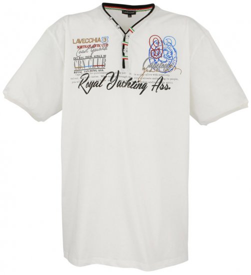 Lavecchia 608 Printed T-shirt Cream White - Kratke Majice - Moške kratke majice za močnejše postave