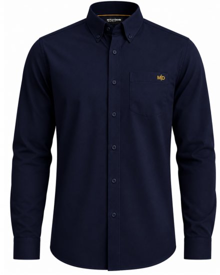 Motley Denim Lisbon Long Sleeve Shirt Navy - Srajce - Moške srajce za Močnejše Postave