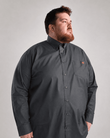 Motley Denim Lisbon Long Sleeve Shirt Charcoal - Srajce - Moške srajce za Močnejše Postave