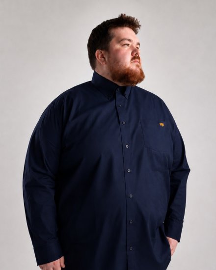 Motley Denim Lisbon Long Sleeve Shirt Navy - Srajce - Moške srajce za Močnejše Postave