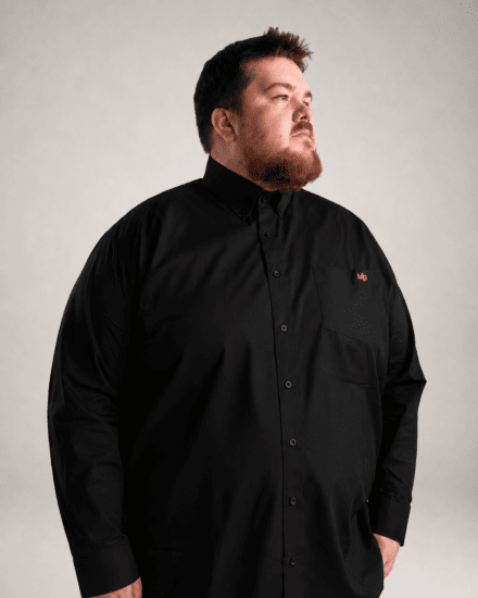 Motley Denim Lisbon Long Sleeve Shirt Black - Srajce - Moške srajce za Močnejše Postave